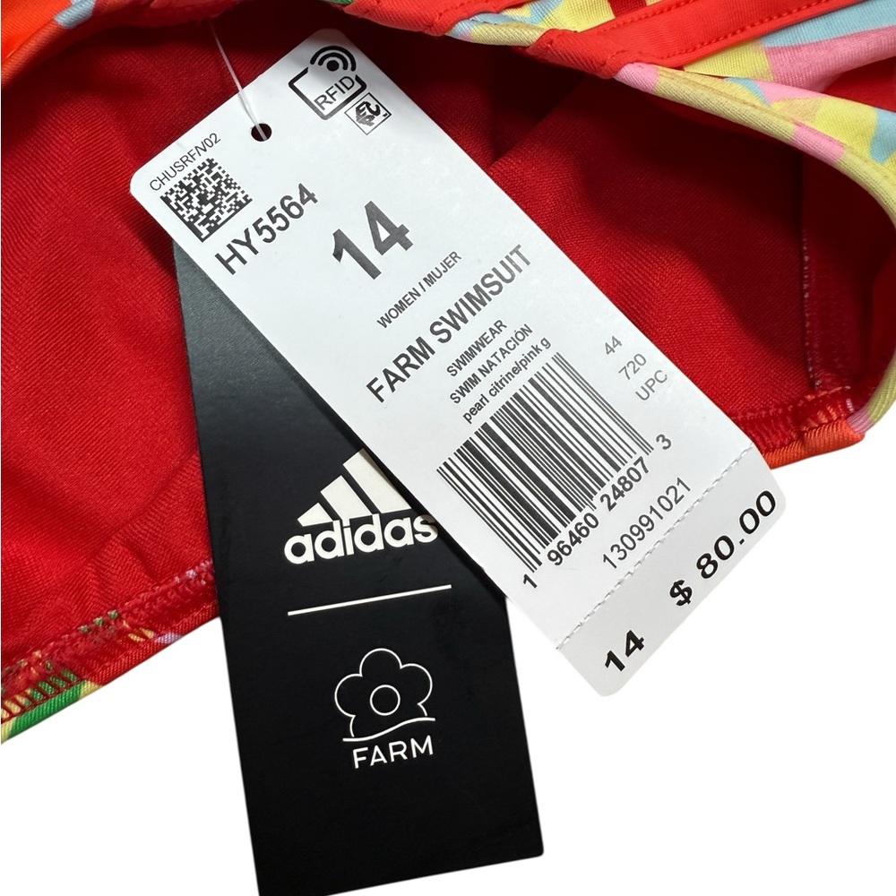 ADIDAS FARM RIO WOMENS SIZE 14 Vibrant One-Piece Swimsuit - Picture 5 of 11